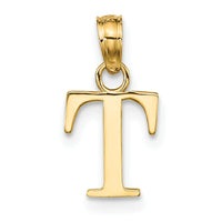 14k Polished Block Letter T Initial Pendant-K6423T