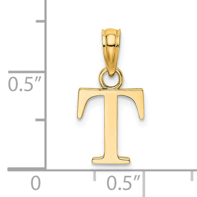 14k Polished Block Letter T Initial Pendant-K6423T