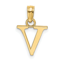 14K Polished Block Letter V Initial Pendant-K6423V