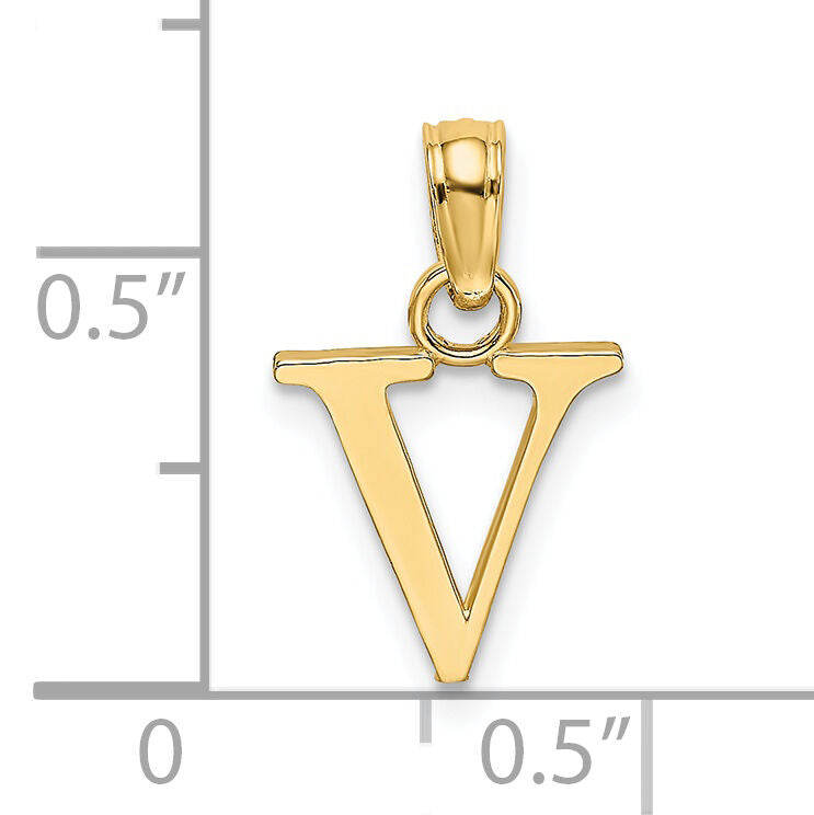 14K Polished Block Letter V Initial Pendant-K6423V