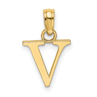 14K Polished Block Letter V Initial Pendant-K6423V