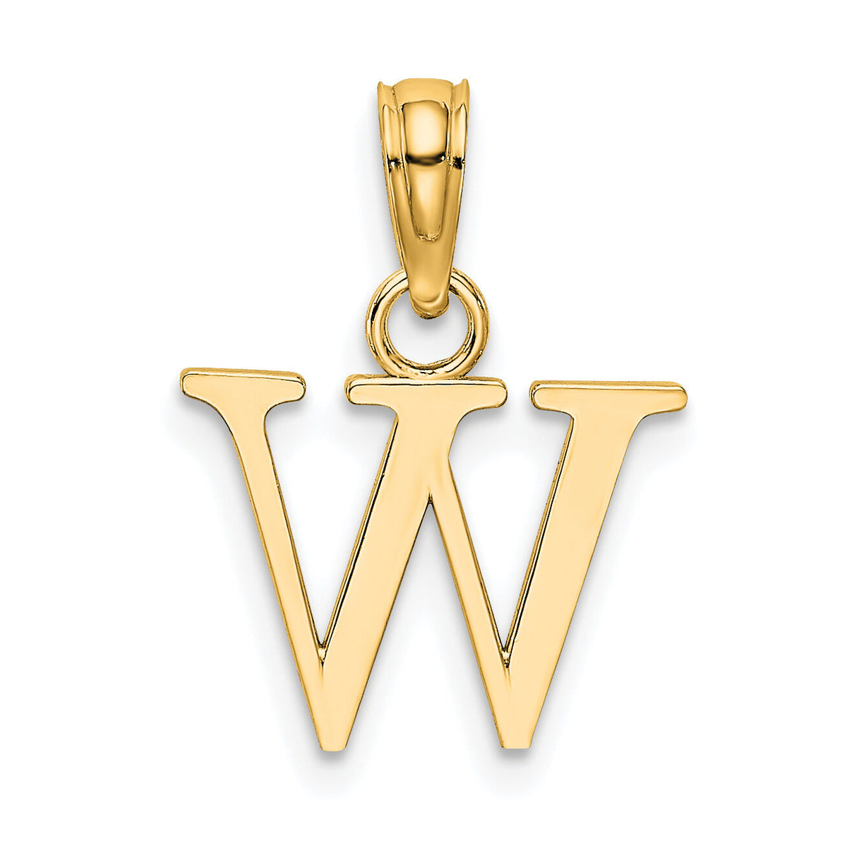 14K Polished Block Letter W Initial Pendant-K6423W