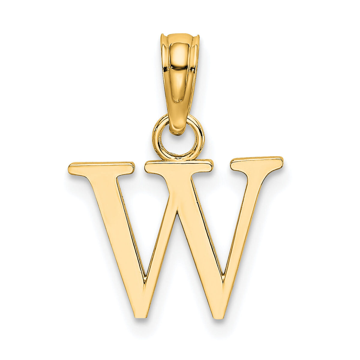 14K Polished Block Letter W Initial Pendant-K6423W