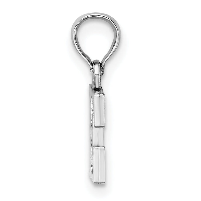 14K White Gold Polished Block Letter E Initial Pendant-K6423WE