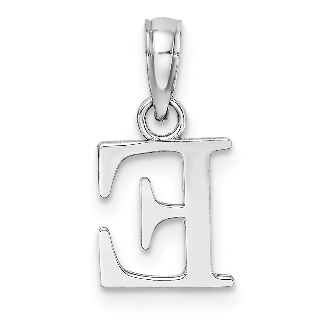 14K White Gold Polished Block Letter E Initial Pendant-K6423WE