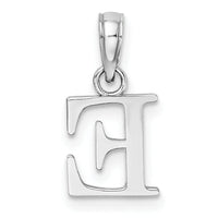 14K White Gold Polished Block Letter E Initial Pendant-K6423WE