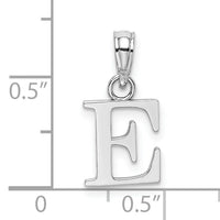 14K White Gold Polished Block Letter E Initial Pendant-K6423WE