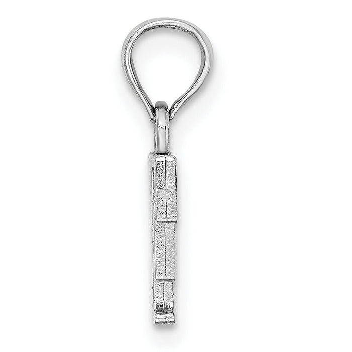 14K White Gold Polished Block Letter F Initial Pendant-K6423WF