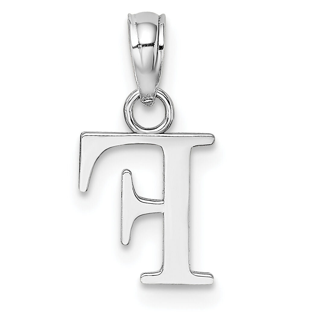 14K White Gold Polished Block Letter F Initial Pendant-K6423WF
