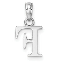 14K White Gold Polished Block Letter F Initial Pendant-K6423WF