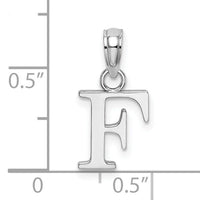 14K White Gold Polished Block Letter F Initial Pendant-K6423WF