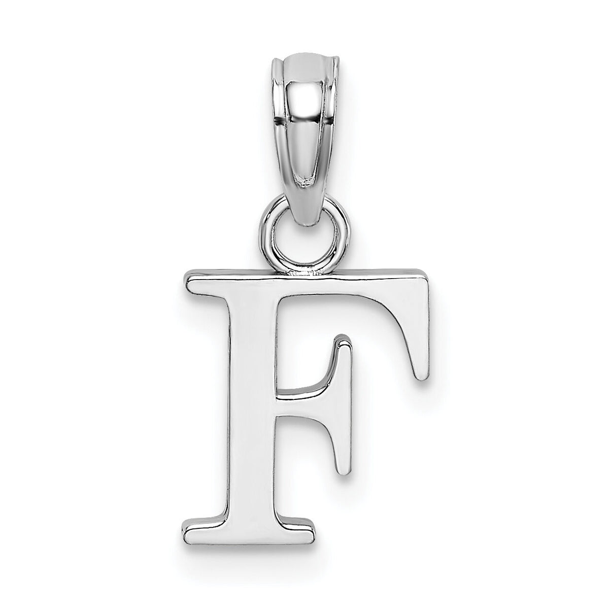 14K White Gold Polished Block Letter F Initial Pendant-K6423WF