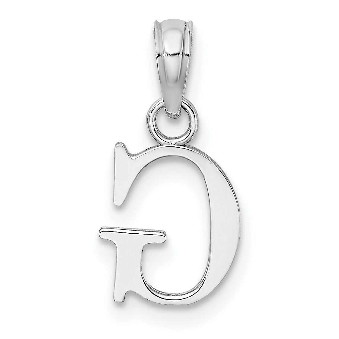 14K White Gold Polished Block Letter G Initial Pendant-K6423WG