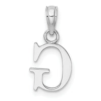 14K White Gold Polished Block Letter G Initial Pendant-K6423WG
