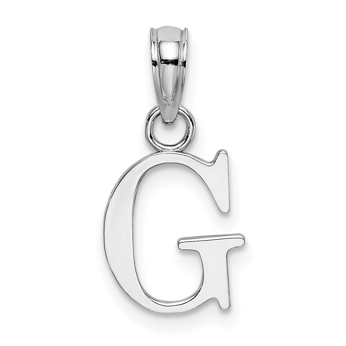 14K White Gold Polished Block Letter G Initial Pendant-K6423WG