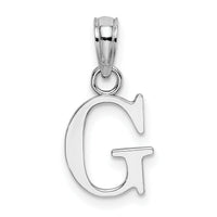 14K White Gold Polished Block Letter G Initial Pendant-K6423WG