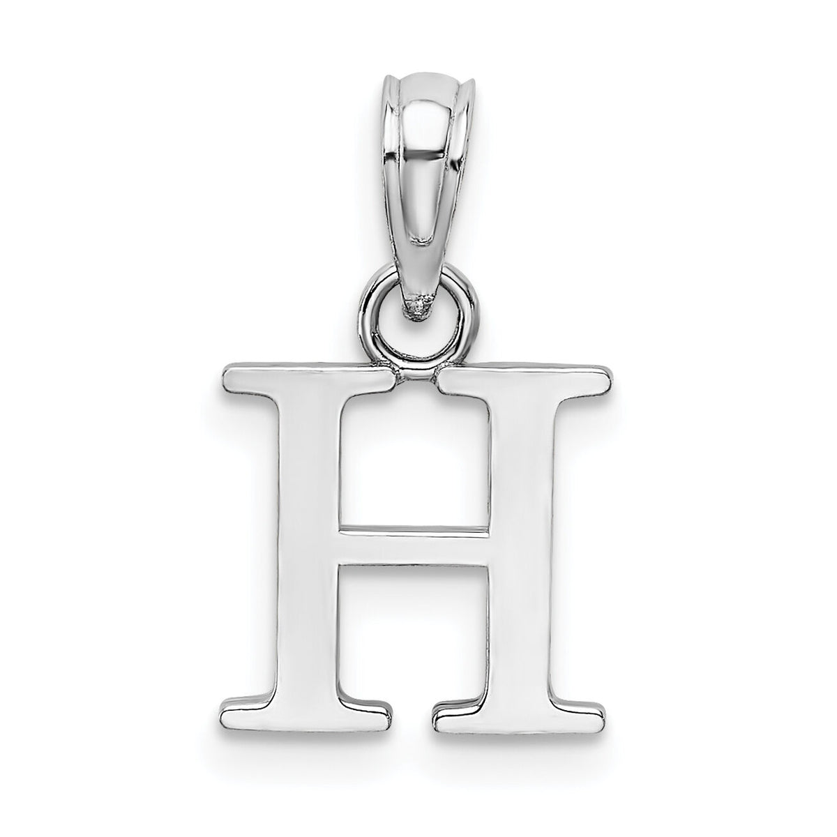 14K White Gold Polished Block Letter H Initial Pendant-K6423WH