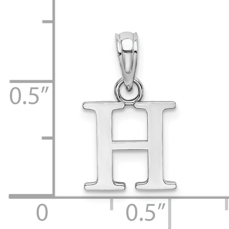 14K White Gold Polished Block Letter H Initial Pendant-K6423WH