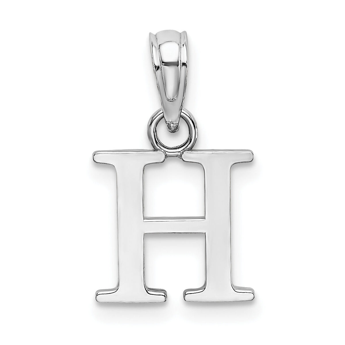 14K White Gold Polished Block Letter H Initial Pendant-K6423WH