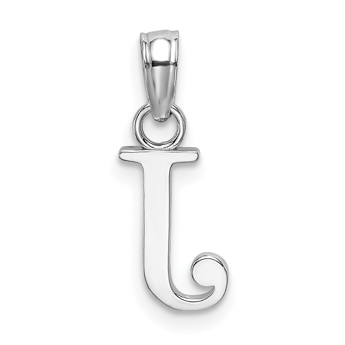 14K White Gold Polished Block Letter J Initial Pendant-K6423WJ