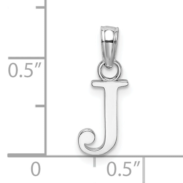 14K White Gold Polished Block Letter J Initial Pendant-K6423WJ