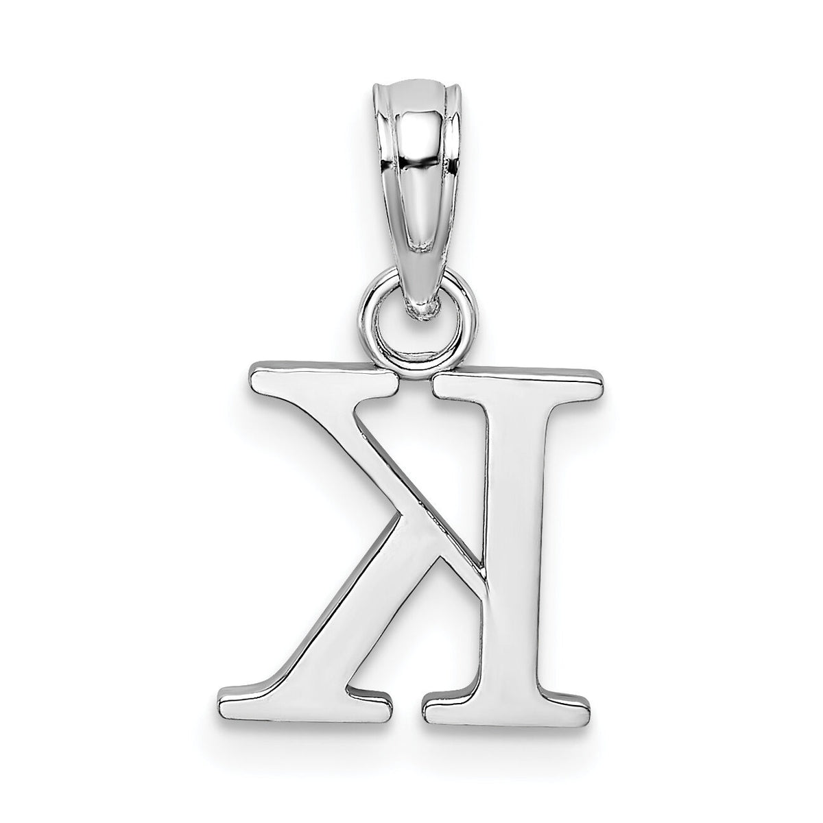 14K White Gold Polished Block Letter K Initial Pendant-K6423WK
