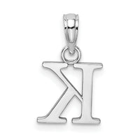 14K White Gold Polished Block Letter K Initial Pendant-K6423WK