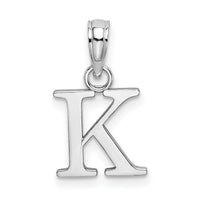 14K White Gold Polished Block Letter K Initial Pendant-K6423WK