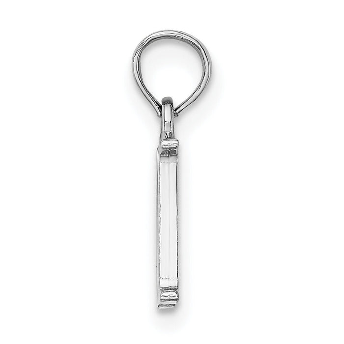 14K White Gold Polished Block Letter M Initial Pendant-K6423WM