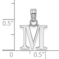 14K White Gold Polished Block Letter M Initial Pendant-K6423WM