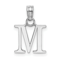 14K White Gold Polished Block Letter M Initial Pendant-K6423WM