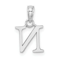 14K White Gold Polished Block Letter N Initial Pendant-K6423WN