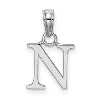 14K White Gold Polished Block Letter N Initial Pendant-K6423WN