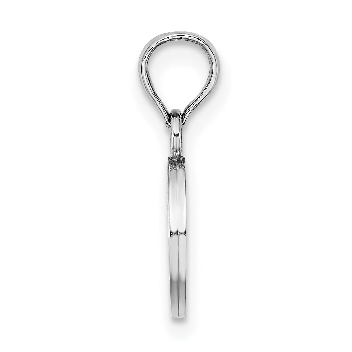 14K White Gold Polished Block Letter O Initial Pendant-K6423WO