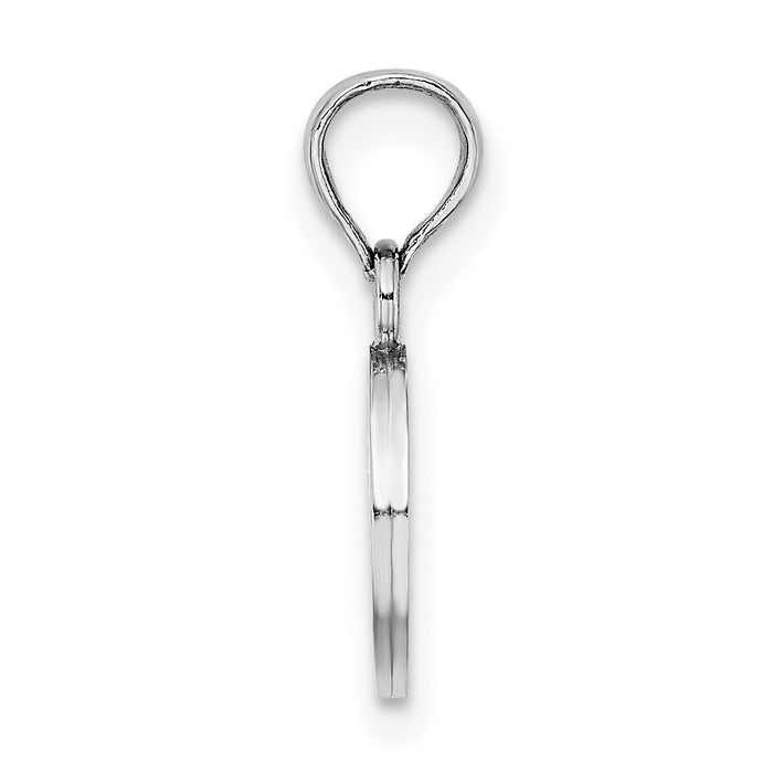 14K White Gold Polished Block Letter O Initial Pendant-K6423WO