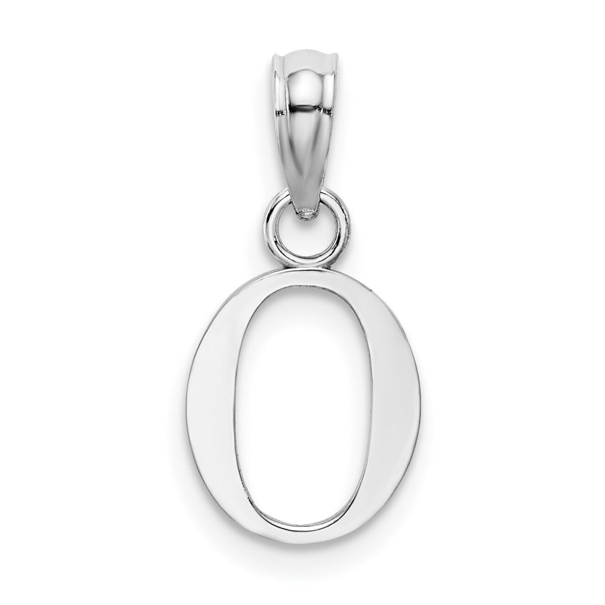 14K White Gold Polished Block Letter O Initial Pendant-K6423WO