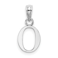 14K White Gold Polished Block Letter O Initial Pendant-K6423WO