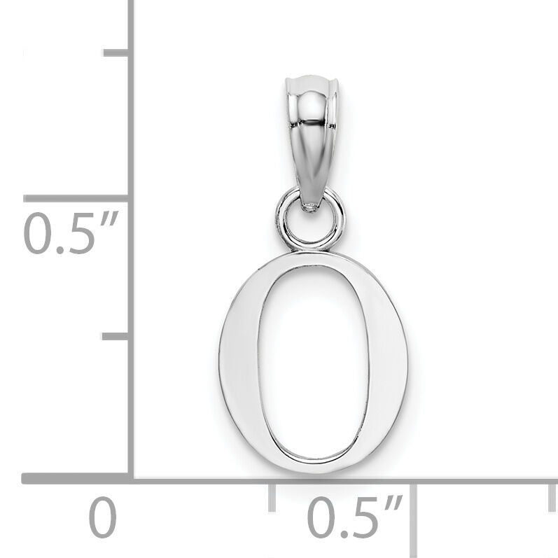 14K White Gold Polished Block Letter O Initial Pendant-K6423WO