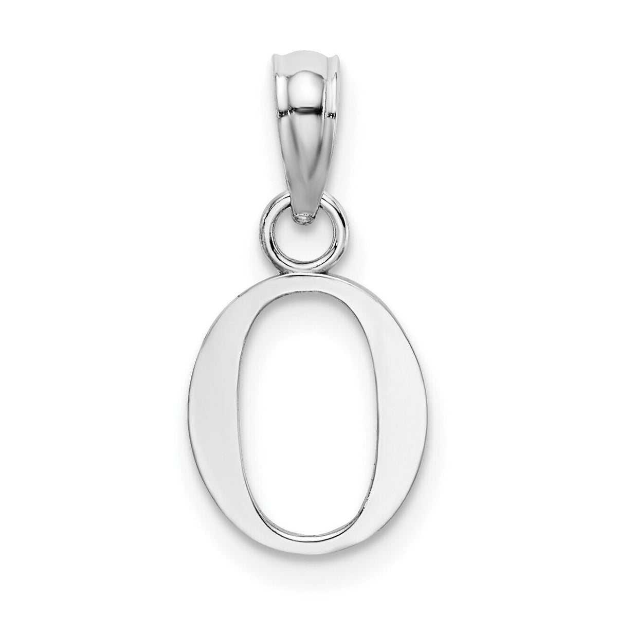 14K White Gold Polished Block Letter O Initial Pendant-K6423WO