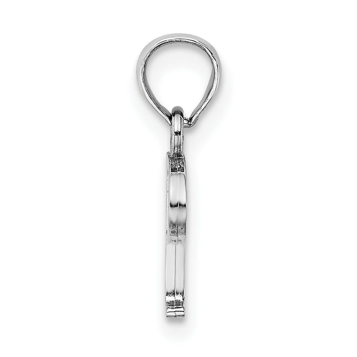 14K White Gold Polished Block Letter P Initial Pendant-K6423WP