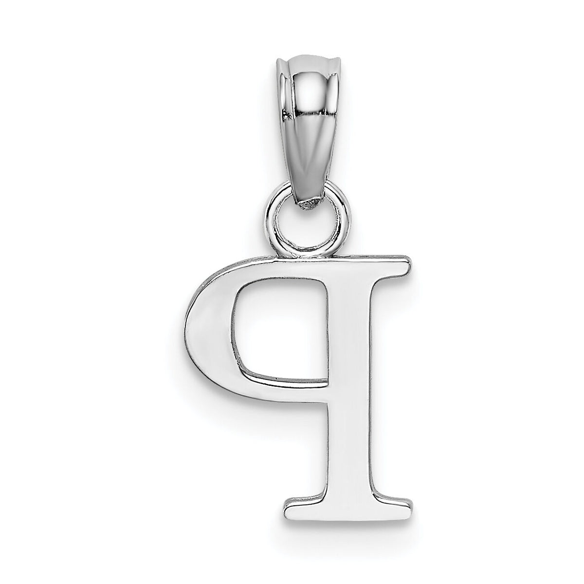 14K White Gold Polished Block Letter P Initial Pendant-K6423WP