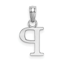 14K White Gold Polished Block Letter P Initial Pendant-K6423WP