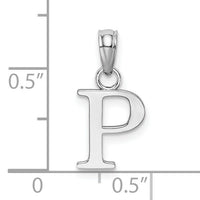 14K White Gold Polished Block Letter P Initial Pendant-K6423WP