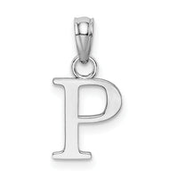 14K White Gold Polished Block Letter P Initial Pendant-K6423WP