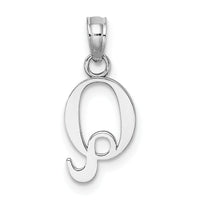 14K White Gold Polished Block Letter Q Initial Pendant-K6423WQ