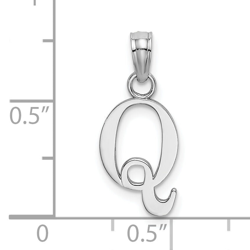 14K White Gold Polished Block Letter Q Initial Pendant-K6423WQ
