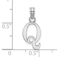 14K White Gold Polished Block Letter Q Initial Pendant-K6423WQ