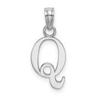 14K White Gold Polished Block Letter Q Initial Pendant-K6423WQ