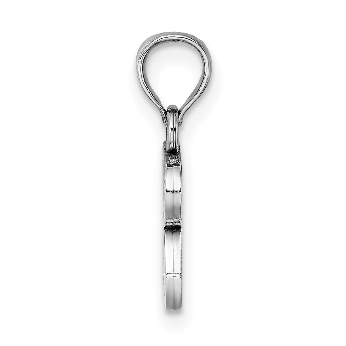 14K White Gold Polished Block Letter R Initial Pendant-K6423WR
