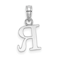 14K White Gold Polished Block Letter R Initial Pendant-K6423WR